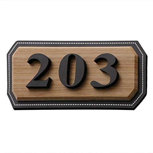 Personalised House Number Sign Self Adhesive Acrylic Door Wall Plaque Customized Retro Wooden/Marble Simulation House Number Sign Solutions (Choice of 1-4 Numbers or Alphabets)