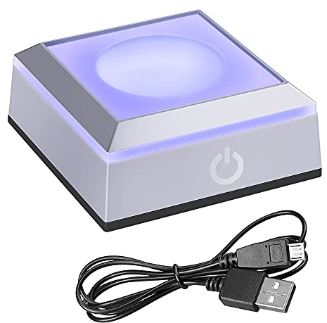hochance LED Colorful Light Change Base,Touch Switch Display Pedestals Multicolor Show for 3D Crystal Glass Acrylic or Transparent&Translucent Materials (2.7 inches,Square Stand with Concave Surface)
