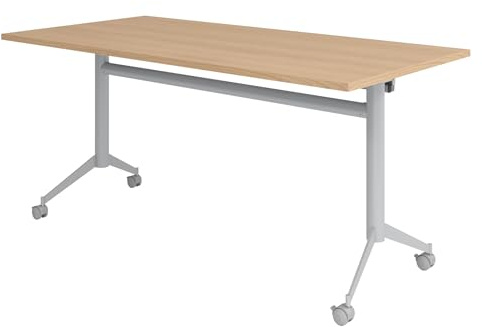 bümö Klapptisch Eiche 160 x 80 cm klappbar & fahrbar, klappbarer Schreibtisch auf Rollen, Klappschreibtisch, Tisch klappbar, Klappbarer Tisch, Klapptisch Holz-Platte, Gestell stabil aus Metall