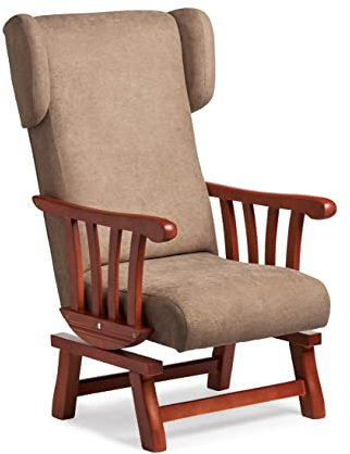 Abuelo A Gusto- Mecedoras Clásicas en Color Cerezo. Tela Antimanchas. Sentada Baja para Personas bajitas. (con Orejas Beige)