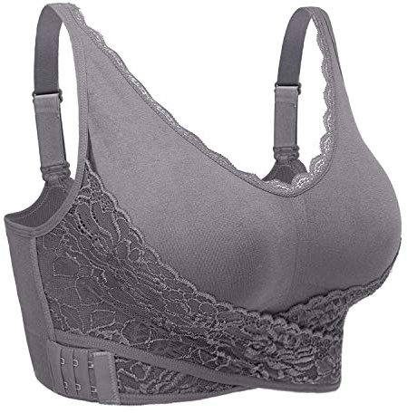 iClosam Damen Sport BH Spitzen Bra für Ohne Bügel Klassische BH für Frauen Bustier Spitzen Bra Bralette Lace Mit Polstern Bra Dünn Front Closure Push Up Gepolsterter BH Bequem L-3XL
