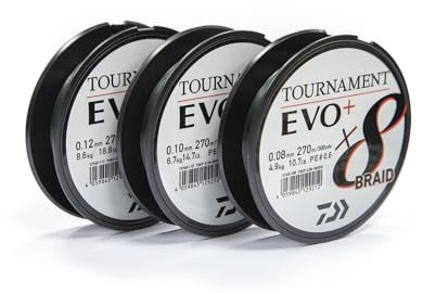 Daiwa Tournament x8 Braid EVO+, 270m, Dunkelgrün, Geflochtene Angelschnur