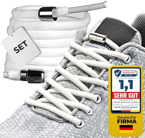 LaceHype Schnürsenkel ohne binden, elastische Schuhbänder mit Kapseln LC4 | Schnellverschluss, Elastic no tie shoelaces, für Sneaker, Laufschuhe, Wandernschuhe, aus Gummi, ca. 110 cm