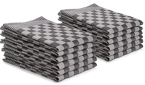 DoubleDry 12er Set Geschirrtücher Baumwolle 50x70 cm – Küchenhandtücher & Küchentücher Baumwolle – Hochwertige Geschirrhandtücher – Oeko-Tex Zertifiziert – Küchentuch(Schwarz)