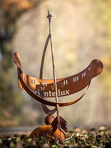 Grosse Sonnenuhr im Rost Design - Rostfigur für den Garten, Gartendeko, Terrassendeko, Edelrost