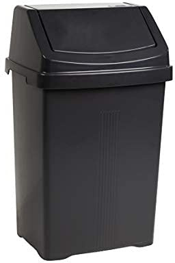 JMS we create smile Black Plastic Swing Bin 8L/25L/50L, Square/Rectangular/Round Bowl, Cutlery Tray, Caddy,Sink Tidy- Home and Kitchen Organiser (50L Swing Bin)