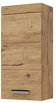 Vicco Badschrank Eiche Wotan Luna 37x77x25 cm - hängender Badezimmerschrank, Einfache Wandmontage inkl. Zubehör