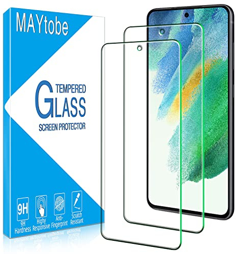 MAYtobe 2 Stück Panzer Schutz Glas für Samsung Galaxy S21 FE Schutzfolie | Displayschutzfolie ohne Blasen, Härtegrad 9H, kratzfest, Anti-Fingerabdruck, sehr widerstandsfähig, Glasschutz