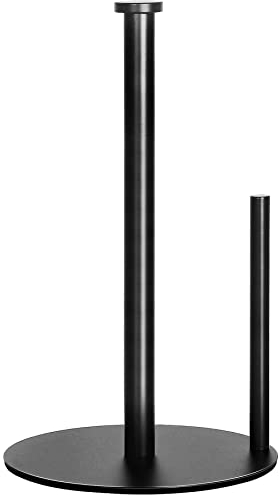 OBODING Schwarzer Küchenrollenhalter freistehend, OBODING, schwarzer Küchenpapierhandtuchhalter aus Edelstahl für die Organisation von Küche und Bad, für Standard- und große Rollen, mattschwarz