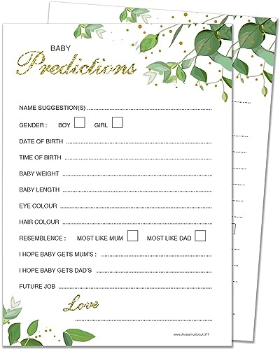20 x Baby Prediction Cards from Olivia Samuel - Baby Shower Game - Botanicals Design