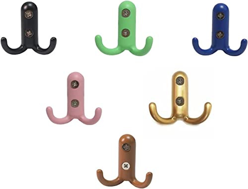 LILOVE Kleiderhaken Kinder Bunt Wandhaken Schrauben Klein Metall Haken Dekorativ Kinderzimmer Kindergarderobe 6er Set Garderobenhaken Huthaken Schlusselhaken Handtuchhaken Doppelhaken, B