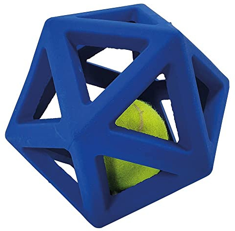 Nobby Vollgummi Gitterball mit Tennisball, blau, 11 cm, 1 Stück