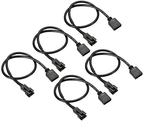 PATIKIL 3 Pin 5V 30cm Long Computer Motherboard Interface to SM3P Male Extension Cable, 5 Pack Power Adapter Plastic Metal for RGB Fans LED Strips, Black
