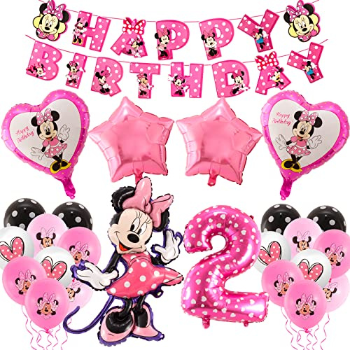 Minnie 2. Geburtstag Luftballons - 23 Stück, Mädchen Party Supplies