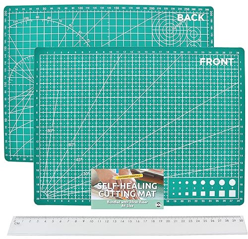 SOL 1pk A4 Self-Healing Cutting Mat with 30cm Ruler – 21x30cm Non-Slip Craft Mat for Sewing, Quilting, Precision Cutting and DIY Projects