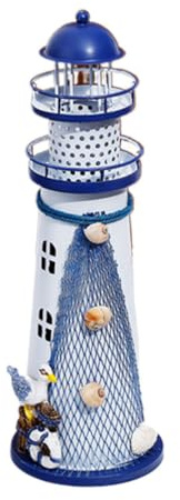 ibasenice Eisen-Leuchtturm LED-Dekorationen Schmuck-Accessoires Outdoor-Dekorationen Leuchtturm-Handwerk - -Heimdekoration - Eisen-Eise