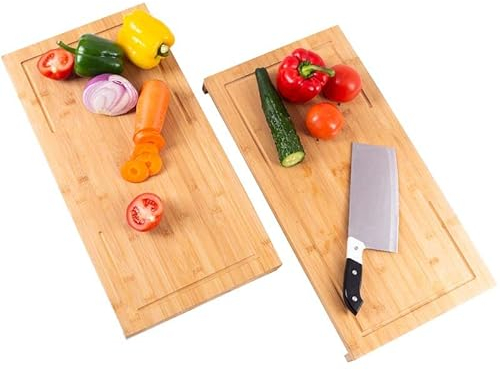Vencier Set of 2 Bamboo Chopping Board Induction Ceramic Hob Cover Worktop Space Saver
