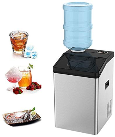 Macchina per Il Ghiaccio Automatica 2 in 1, 55 kg di Ghiaccio/24 h Portatile Piccolo Banco Elettrico Uso Domestico Cucina Bar Caffetteria Rubinetto/Acqua in Bottiglia