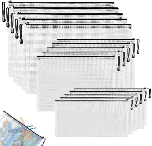 15 Stück Dokumententaschen Reißverschluss A4+A5+A6 Zipper Beutel Transparentes Dokumententasche Wasserdicht Kunststoff Aufbewahrungstasche für Schreibwaren Bürobedarf