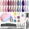 modelones UV Nagellack Set 12 Farben Rosa Nude Grau, Uv Lampe für Gelnägel 48W-Gel Nagellack -Base Top Coat Gelnägel Set Maniküre Set Nagelstudio Set