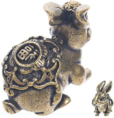 Alipis Chinesisches Zodiac Kaninchen Ornament Aus Messing Vintage Hase Figur Für Neujahrsdekoration Tisch Und Büro- Für Tierliebhaber Und Frühlingsfest