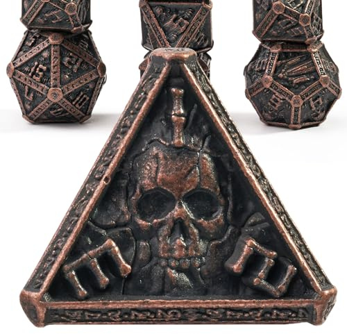 willmove Mystery Skull Metall DND Würfel Set für Dungeons and Dragons, Cthulhu DCC Einzigartige Magie RPG Rollenspiel Zubehör Geschenke (Bronze)