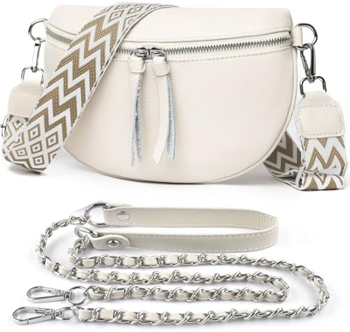 BrotoU Leder Umhängetasche Damen Crossbody mit 2 Breiten Schultergurt, Kartenhalter und Kleine Ledertasche Schwarz