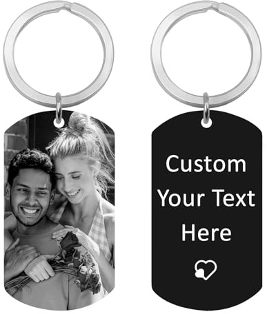 Porte-Clés Personnalisé, Porte Clé Photo Personnalisé, Porte-Clés Personnalisables Anniversaire Datepour Elle Petite Amie Couple Saint Valentin Cadeaux De Noel Halloween…