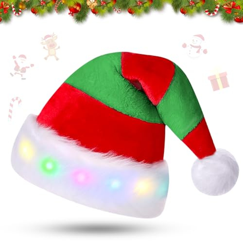 Qunkun Weihnachtsmütze Plüsch Nikolausmütze, Warm Fellrand Erwachsene Nikolausmütze, Plüsch Nikolaus Mütze Weihnachtliche mit Doppeltem Samt, für Weihnachts Weihnachtsfeiern, für Männer, kinder