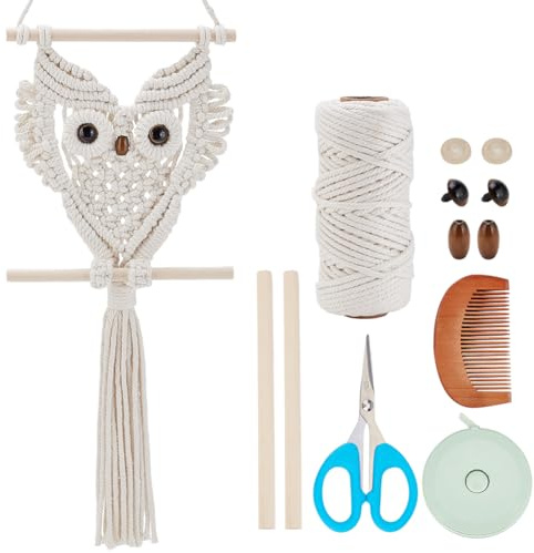 BEUNITONE DIY Eulen Makramee Sets für Anfänger Boho Eulen Makramee Set zum Aufhängen an der Wand Kunst Deko Handmade Woven Eulen Makramee Wandbehang für Wohnzimmer Büro Schlafzimmer Dekor