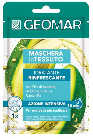 GEOMAR | Maschera Viso Tessuto, Idratante e Rinfrescante, 6 x 22 ml | Dermatologicamente Testata