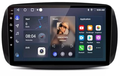 Android Autoradio Mit GPS Navigation HD Bildschirm Touch Display mit Carplay Auto Radio Ersatz für Smart Forfour 4 Schrägheck 453 2014/11-2024/12/Smart Fortwo II Cabriolet Coupe 453 2016/07-2024/12