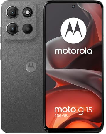 Motorola Moto G15 4G LTE (XT2521-2) 4+256GB Dual Sim | GSM Unlocked | International Model | for T-Mobile, Metro PCS, Mint & Tello - (Gray)