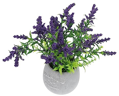 Zerodeko 1 Planta Artificial En Maceta para Decoración del Hogar Planta Falsa De Lavanda Pequeña Maceta Decorativa Bonsái Falso Flores Moradas para Centros De Mesa Violeta