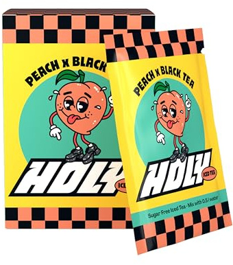 HOLY Iced Tea 10er Probier-Box 'Peach x Nectarine x Black Tea' mit Pfirsich Geschmack Pulver | 10 Portionen mit Antioxidantien | Zuckerfreier Eistee | Vegan mit natürlichen Fruchtaromen