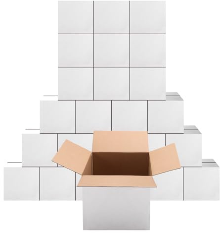 PETAFLOP 25 Stück robuste weiße Versandkartons, ideal für Lagerung und Transport, Maße: 17,8 x 17,8 x 17,8 cm - Ihre perfekte Verpackungslösung
