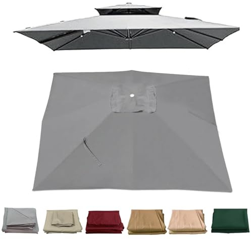 2.5x2.5m/3x3M Square Patio Umbrella Replacement Canopy, 7 Ribs Cantilever Umbrella Top Cover, Hanging Offset Cantilever Outdoor Patio Umbrella Cover Canopy for Backyard Garden Beach Yard(Gris,3x3M Sin