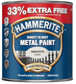 HOCHSTE® Hammerite Metal Smooth Silver Paint, Quick-Drying Formula, Corrosion Protection, DIY Enthusiasts, Perfect For Gates, Railings, Garden Furniture, Indoor And Outdoor Use, (1L)