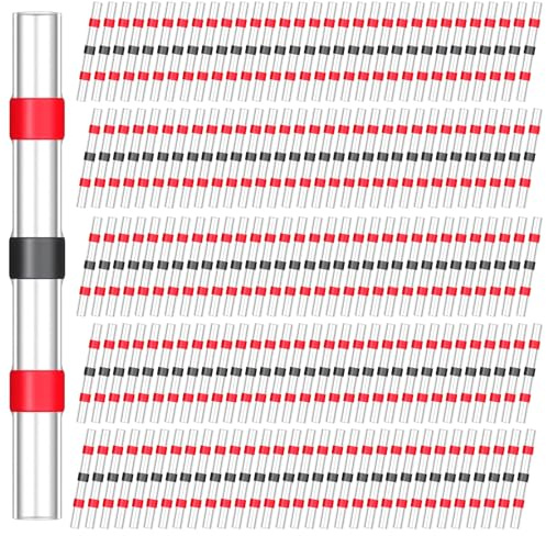 TIESOME Lot de 150 connecteurs à souder avec gaine thermorétractable, AWG 22-18, joint de soudure, connecteur de fil à souder, connecteur de fil de soudure, étanche, rouge, pour automobile, marine