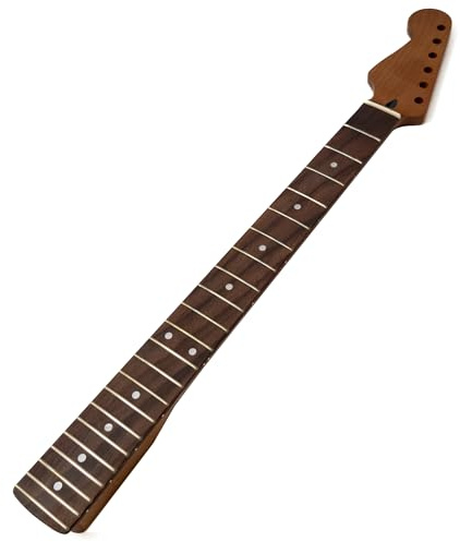 Gitarrenhals aus Ahornholz, für Linkshänder, 21 Bünde, 35,6 cm Radius, glänzendes gelbes Ahorn-Griffbrett für Fender Strat-Gitarrenteile