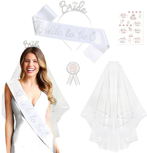 KARELLS Fascia e Velo da Sposa, Addio al Celibato e Nubilato Decorazione, Velo Sposa Addio al Nubilato Gadget, Nozze Fidanzamento