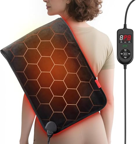 InVarme Far Infrared Heating Pad: Max 3X Deeper Relief for Back Neck Shoulders Pain & Period Cramps – Graphene 3S Fast Heat – Soft Warm Plush Fabric for Women with 4H Auto Off– 12 x 24
