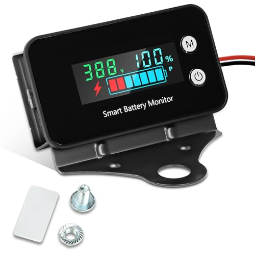 diymore Batteriewächter, IPX7 Wasserdicht Batterieanzeige Messgerät, Batteriewächter 12v 24V 36V 48V 60V 72V, Autobatterie tester für Wohnmobil Motorrad Auto Golfwagen Mit Temperatur, Alarm