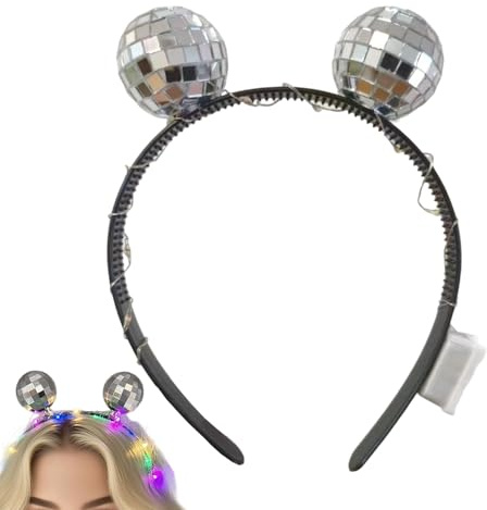 Yidueace Discokugel Haarreif Mit Licht | Retro Leuchtendes Kopfband | LED Haaraccessoire Für Karneval Cosplay Festivals Tanzpartys