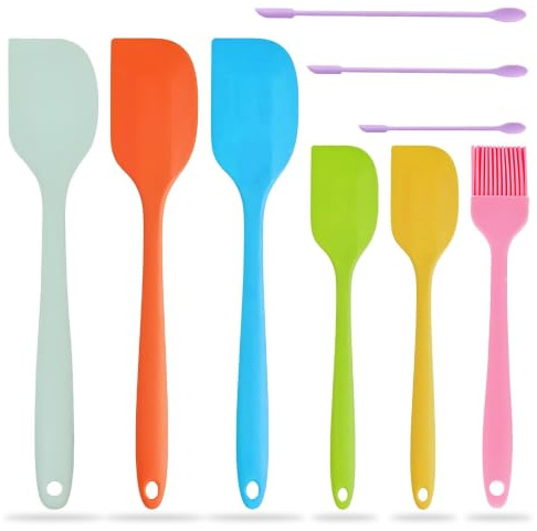 9 Stück Teigschaber Silikon set,Silikon Spatel,Silicone Spatula,Flexibel | Lebensmittelechtes Silikon, BPA-Frei und Spülmaschinengeeignet, für Backen Kochen und Rühren, für Hobbybäcker und Küchenfans