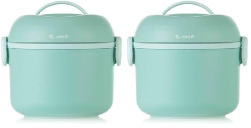Jané Termo para Papilla 1 Litro, Mantiene hasta 12H Frio 6h Calor, Contenedor Interior Extraíble, Acero Inoxidable, Libre BPA, Verde (Paquete de 2)