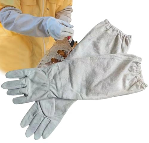Biodlarhandskar,Andningsbar Lång Canvasärm Med Elastiska Muddar,Biodlarhandskar För Kvinnor Och Män - Till Trädgård, Biodlare, Trädgårdsmästare, Bikupsinspektion Och