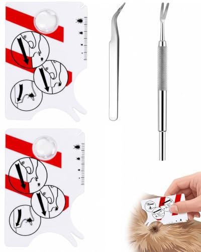 RAVNIX Ensemble Tire-Tiques 4 Pièces (2 Cartes + 2 Pinces) Avec Loupe – Retrait Précis & Sans Douleur pour Chiens, Chats & Enfants · Portable & Anti-infection