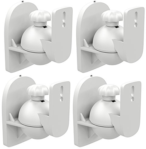 deleyCON 4X Soporte Universal para Altavoces y Bafles de Grado de Rotación + Inclinación hasta 3,5kg de Carga Instalación en Paredes y Techos - Blanco