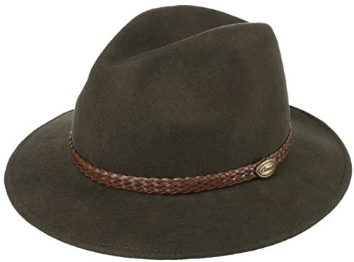 Lipodo Outdoor Traveller Wollfilzhut mit Garnitur Outdoorhut Made in Italy Herren Herbst Winter Oliv 61 cm